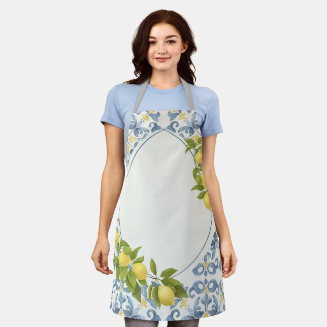 Delantal Blue Tile Lemon (Gastado)