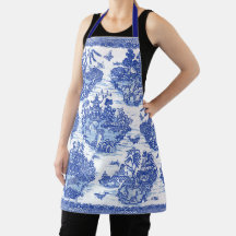 Blue Willow Animal Pagoda Vintage Oriental Toile