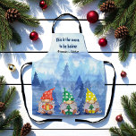Delantal Blue Winter Christmas Trees Gnomes<br><div class="desc">Apron Navidades blancos azules con fondo de nieve de invierno acuarela y gnomos de Navidades coloridos. Usar la opción de personalizar esta plantilla para cambiar el texto | Utilice la opción personalizar para cambiar el estilo, el tamaño y el color del texto, si es necesario. Si no necesitas texto, borra....</div>