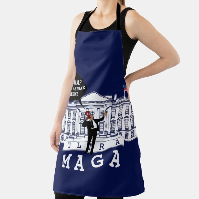 Delantal Blue YO TRUMP Back | Ultra MAGA | Whitehouse (in situ)