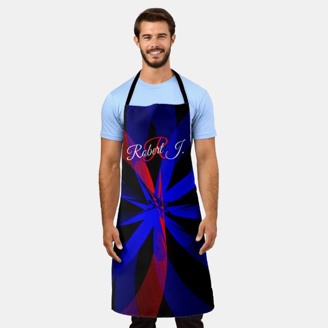 Delantal Blueberry Color Center Geometric Print Apron (Gastado)