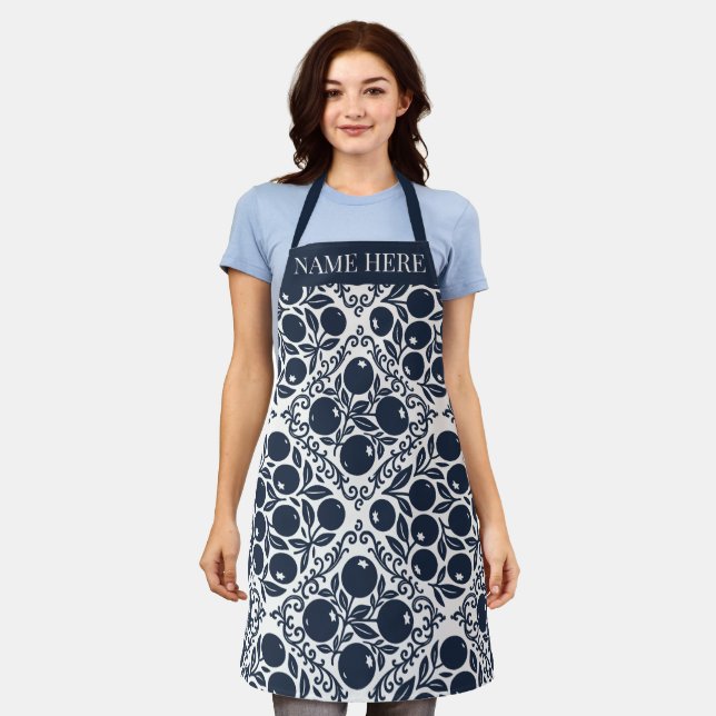 Delantal Blueberry Rustic Farmhouse French Country Recipe (Gastado)