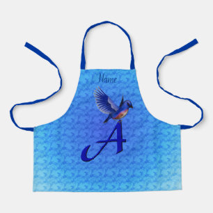 Delantal Bluebird Monograma Inicial A Tu Nombre Apron