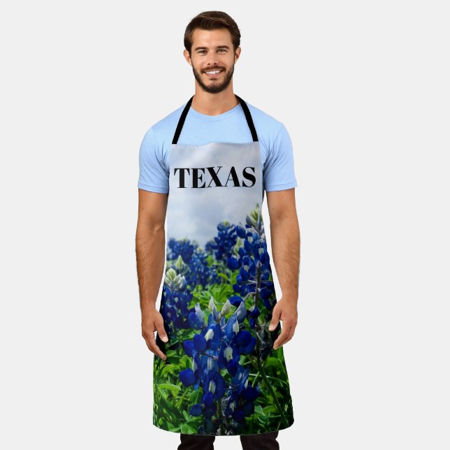 Delantal Bluebonnets Blue Floral Texas Texan Elegant (Gastado)
