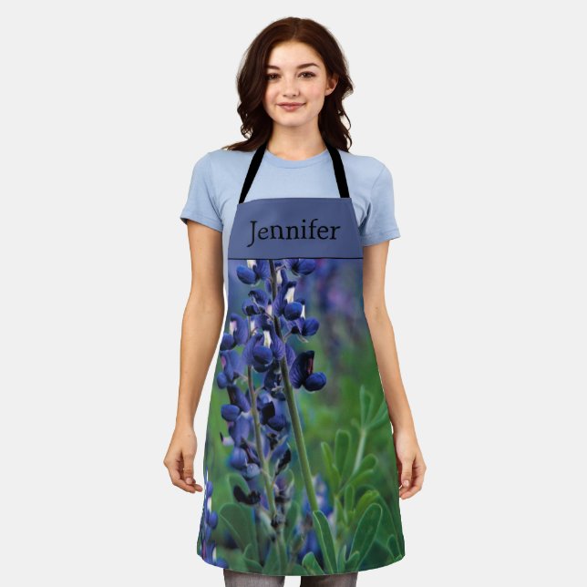 Delantal Bluebonnets Texas Flores Blue Floral Lupine (Gastado)