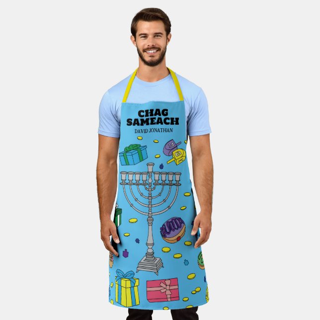 Delantal BlueHanukkah personalizado (Gastado)