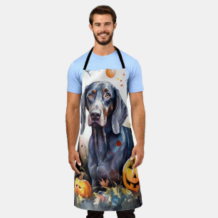 Delantal Bluetick Coonhound de Halloween con calabazas espe