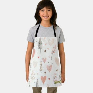 Delantal Blush Hearts & Botanical Seamless Pattern