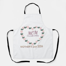 Delantal Blush Peony Heart Mom You Are Loved Watercolor Art