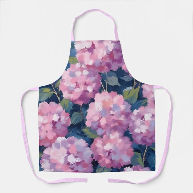Delantal Blush Pink Hydrangeas Floral (Anverso)
