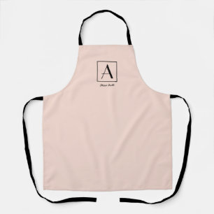 Delantal Blush Rosa Femenino Monograma Inicial Script Chic