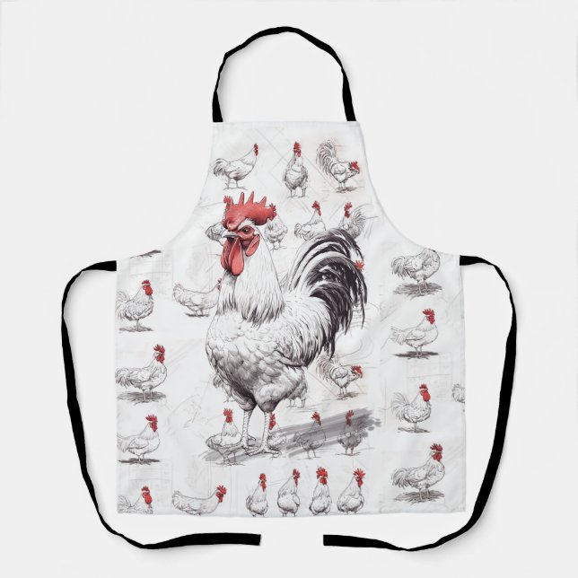 Delantal Bocetos de gallo (Anverso)
