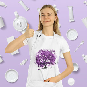 Delantal Boda de árbol de hojas de corazón púrpura forestal