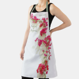 Delantal Boda floral personalizable Papperflor rosa blanco