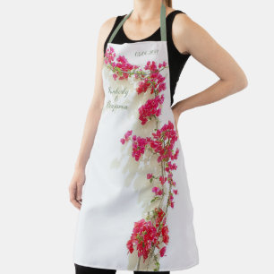 Delantal Boda floral personalizable Papperflor rosa blanco