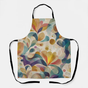 Delantal Boho Abstracto Aquarela Floral Remolino Dorado Tur