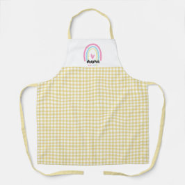 Delantal Boho Amarillo Gingham Mama Personalizada Año de Fu