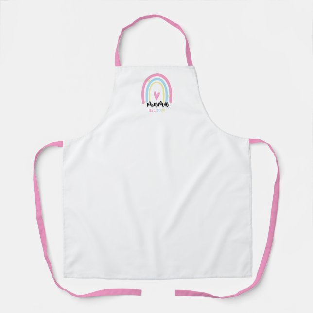 Delantal Boho Arcoíris Personalizado Mama Año de Fundación  (Anverso)