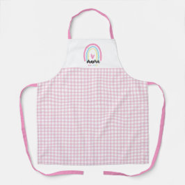 Delantal Boho Cuadrillé Rosa Mama Personalizada Año de Fund