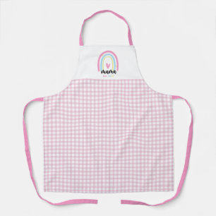 Delantal Boho Cuadrillé Rosa Mama Personalizada Año de Fund