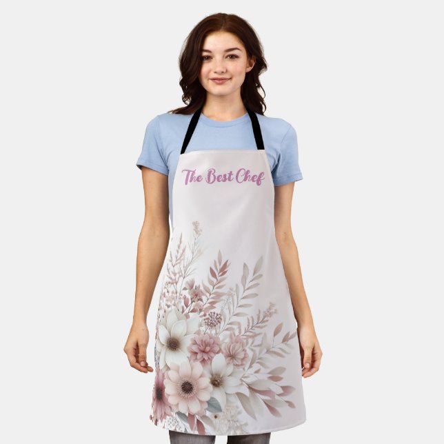 Delantal Boho floral con un toque de rosa (Gastado)