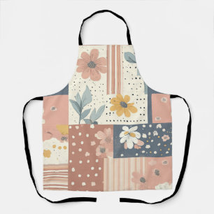 Delantal Boho Floral Patchwork en Terracota y Salvia