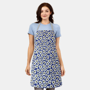 Delantal Boho Flores Silvestres Sobre Azul