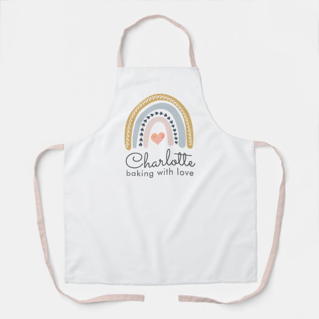 Delantal Boho Rainbow Baking Con Amor (Anverso)
