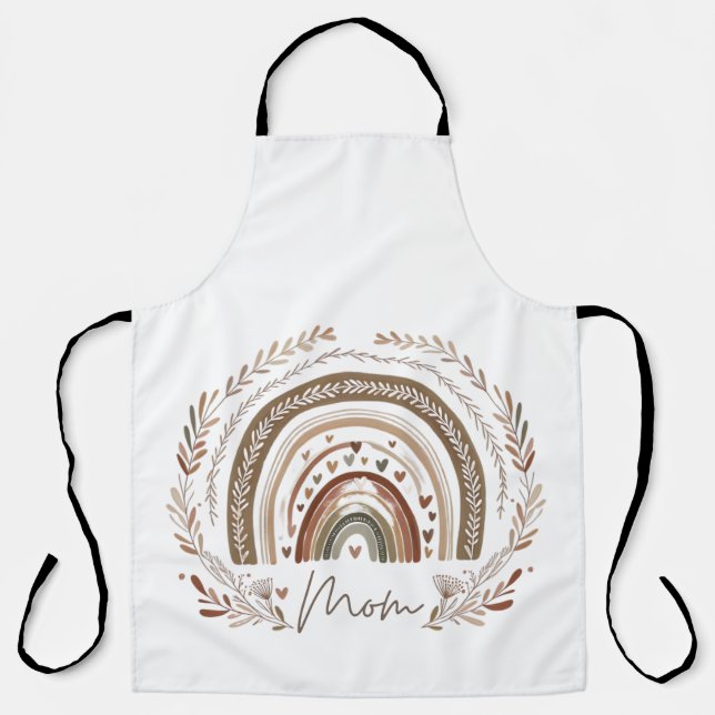 Delantal Boho Rainbow Mom – Earthy Tones Mother's Day Desig (Anverso)
