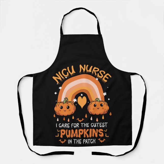 Delantal Boho Rainbow NICU Nurse Cutest Pumpkins The Patch (Anverso)