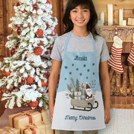 Delantal Boho Santa en Sleigh Con Regalos Nombramiento De C