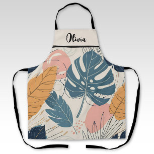 Delantal Boho Tropical Moderno Hojas Abstracto