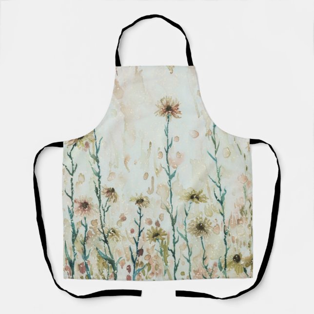 Delantal Boho Vintage Beige Flores Silvestres (Anverso)