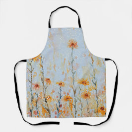 Delantal Boho Vintage Blue Wildflowers
