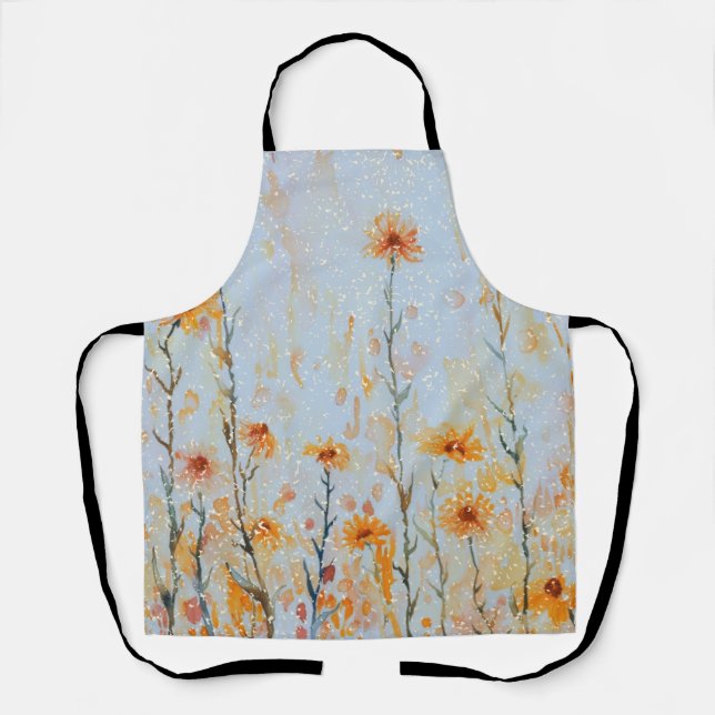 Delantal Boho Vintage Blue Wildflowers (Anverso)