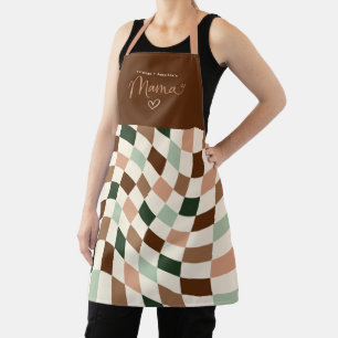 Delantal Boho Warped Checker Personalizado Mama