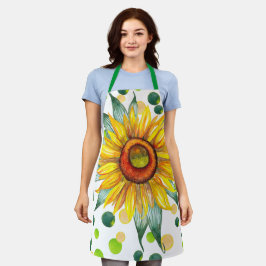 Delantal Boho Watercolor Sunflower Kitchen Apron for Women