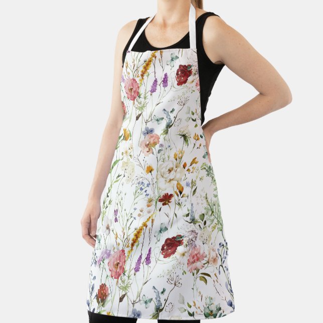 Delantal Boho Wildflower Watercolor Spring  Flower (in situ)