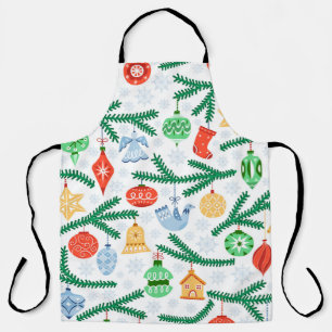 Delantal Bolas de árbol de Navidad vintage, decoraciones si