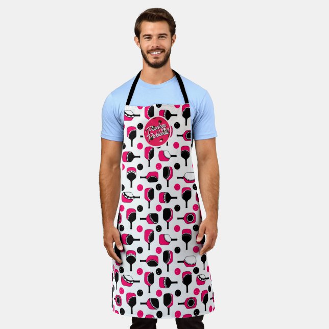 Delantal Bolas de remo rosado negro personalizado (Gastado)