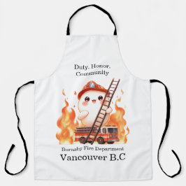 Delantal Bombero alegre en medio de brillantes llamas