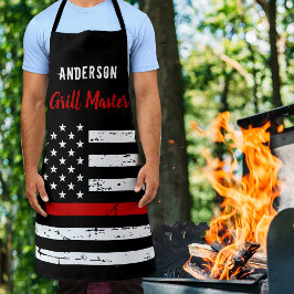 Delantal Bombero Thin Red Line Grill Master BBQ Apron