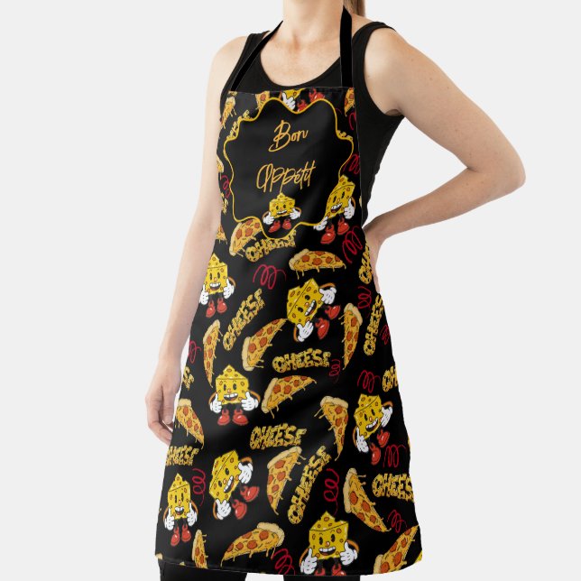 Delantal Bon Appétit con Pizza y queso Divertido (in situ)