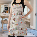 Delantal Bon Appetit Kitchen Tools Personalizado de aliment<br><div class="desc">Un divertido delantal con herramientas de cocina, ingredientes para cocinar y dos líneas de texto personalizado, Añadir el nombre de una persona, el nombre del negocio o borrar el texto y rectángulo y simplemente tener el patrón. Perfecto como regalo de cumpleaños, delantal para los propietarios de cafés y restaurantes de...</div>
