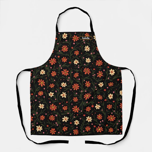 Delantal Bonita colección de flores de época moderna (Anverso)