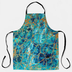 Delantal Bonita textura de lujo de mármol azul con oro.
