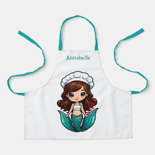Delantal Bonito Brunette Mermaid Chef Personalizado