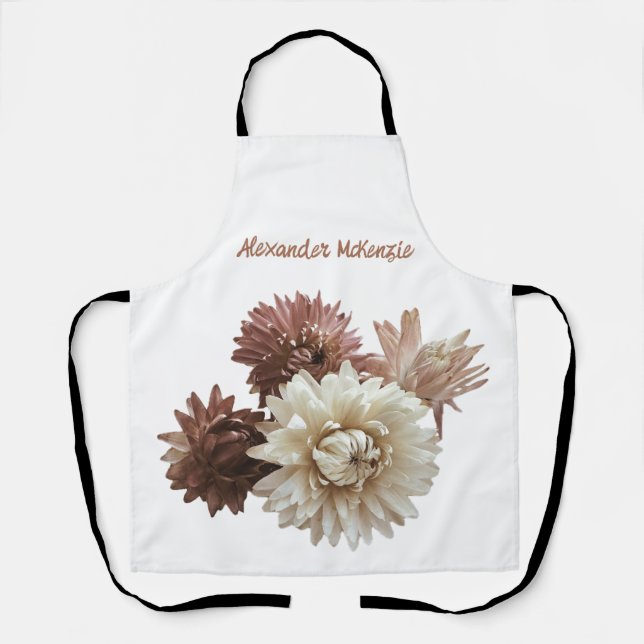 Delantal bonito de fresas rosa y malva con nombre (Anverso)