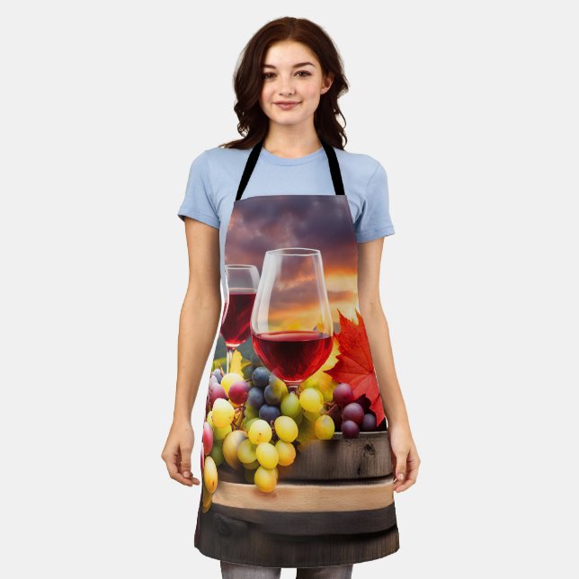 Delantal Bonito de vino y uvas (Gastado)