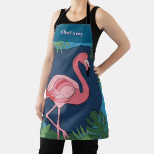 Delantal Bonito Flamingo rosa con nombre
